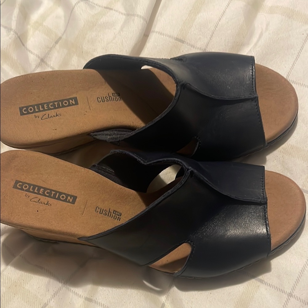 Clarks Black and Brown Mules Comfort Slip-On